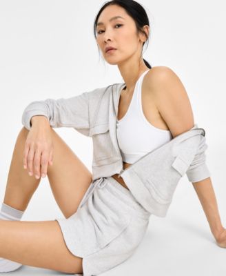 Id Ideology Womens Cropped Zip Hoodie Knit Shorts Exclusively At Macys