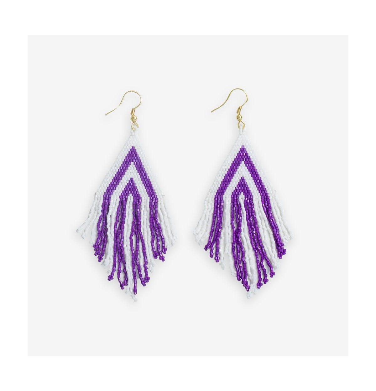 Haley Game Day Beaded Fringe Earrings - Green  yellow