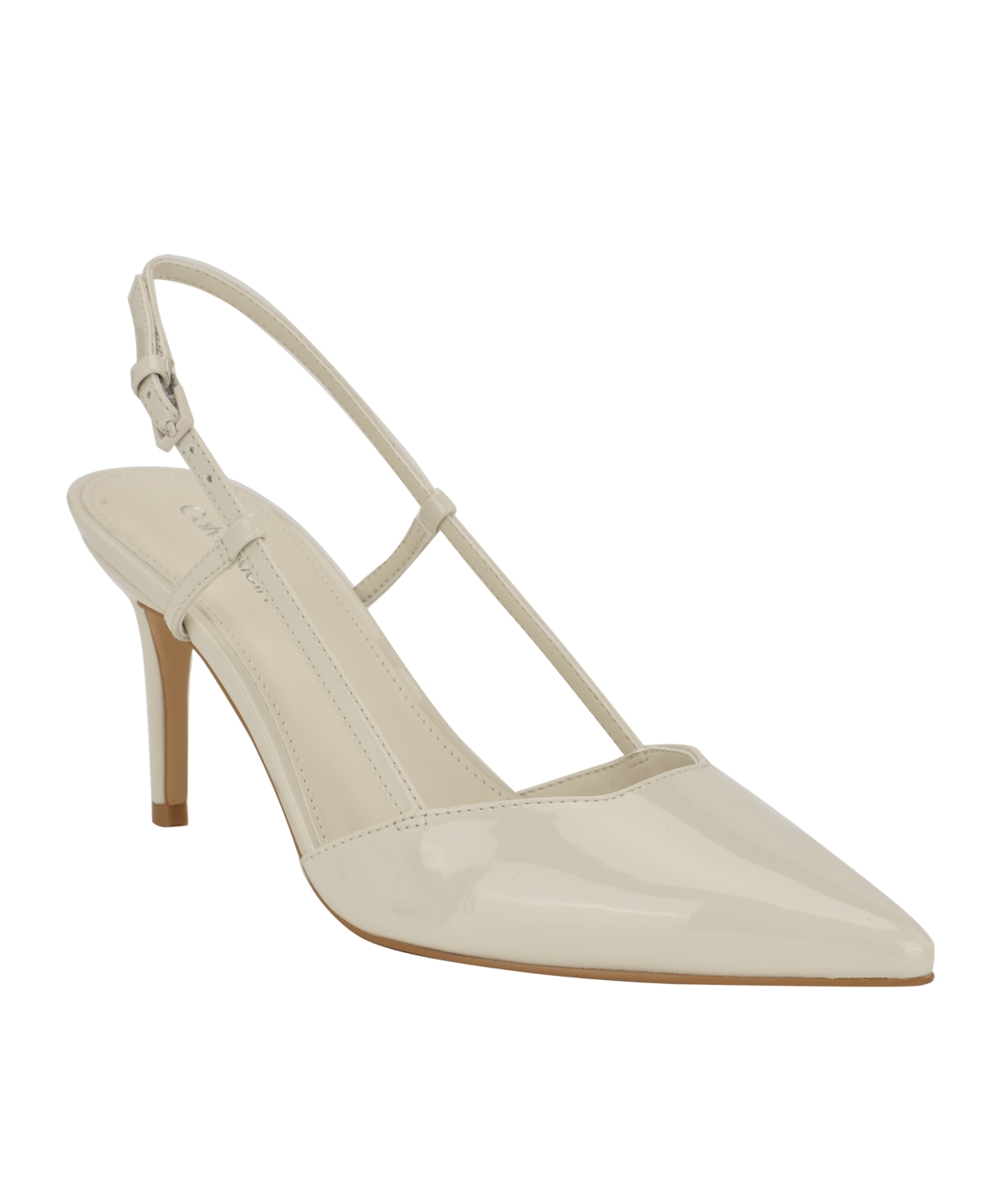 Calvin Klein Women's Jesa Pointy Toe Dress Slingback Pumps In Ivory Patent