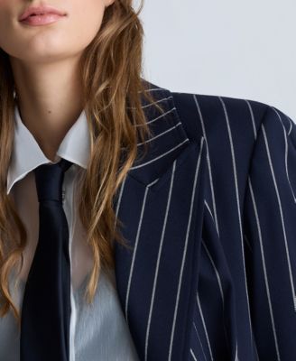 Women's Pinstriped Double-Breasted Jacket