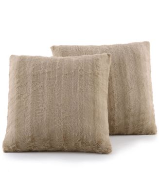 Cheer Collection Faux-Fur 2-Pack Decorative Pillows ("SAND")