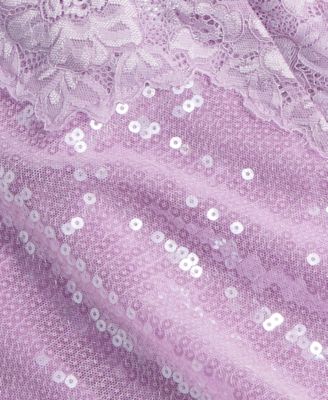 Juniors' Sequined Lace-Trim Minidress