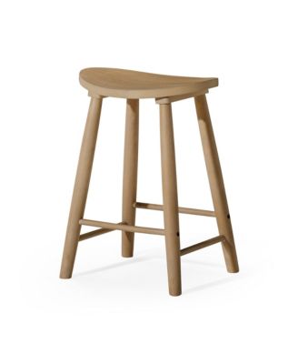 Luna Counter Stool in Light Oak Wood Finish, Set of 4