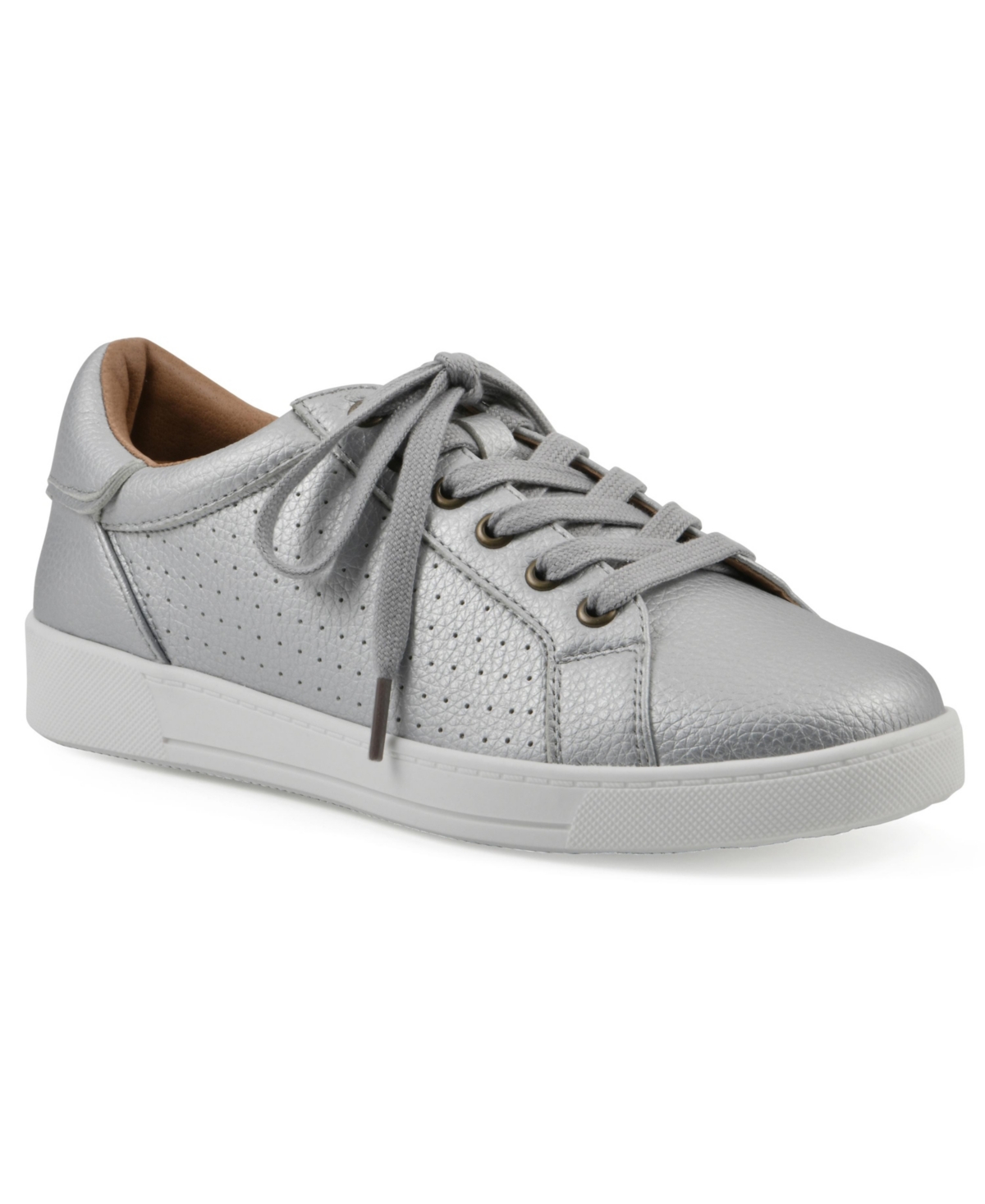 White Mountain Women's Uniform Lace-up Sneakers In Silver Smooth