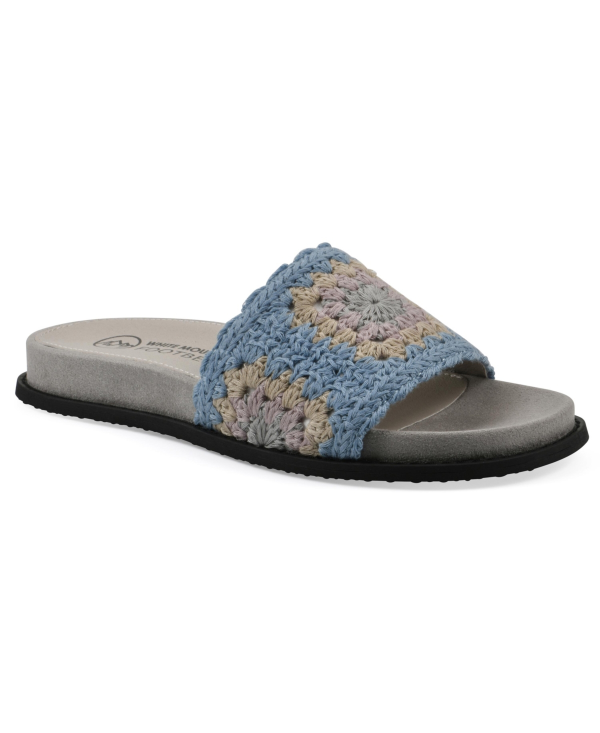 White Mountain Women's Maxim Round Toe Flat Sandals In Dusty Teal Lavender Multi Fabric