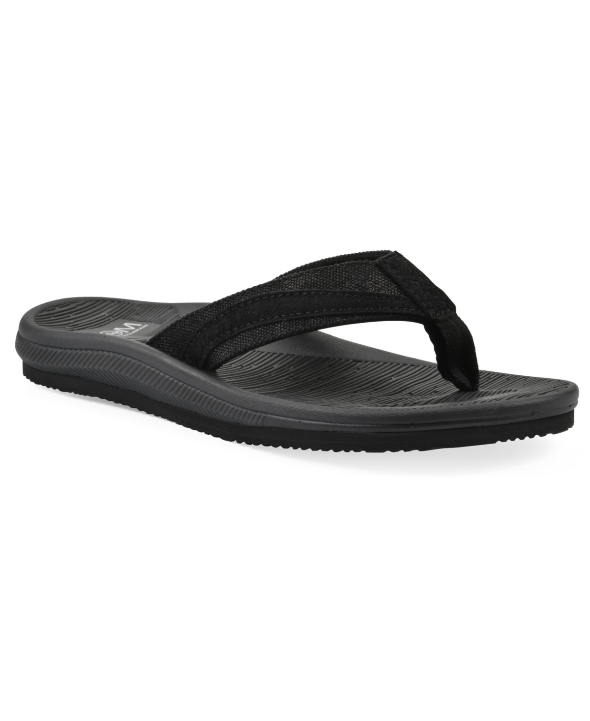 White Mountain Women's Bays Round Toe Flat Sandals In Black Fabric