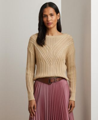 Lauren Ralph Lauren Women's Cable-Knit Cotton-Blend Boatneck