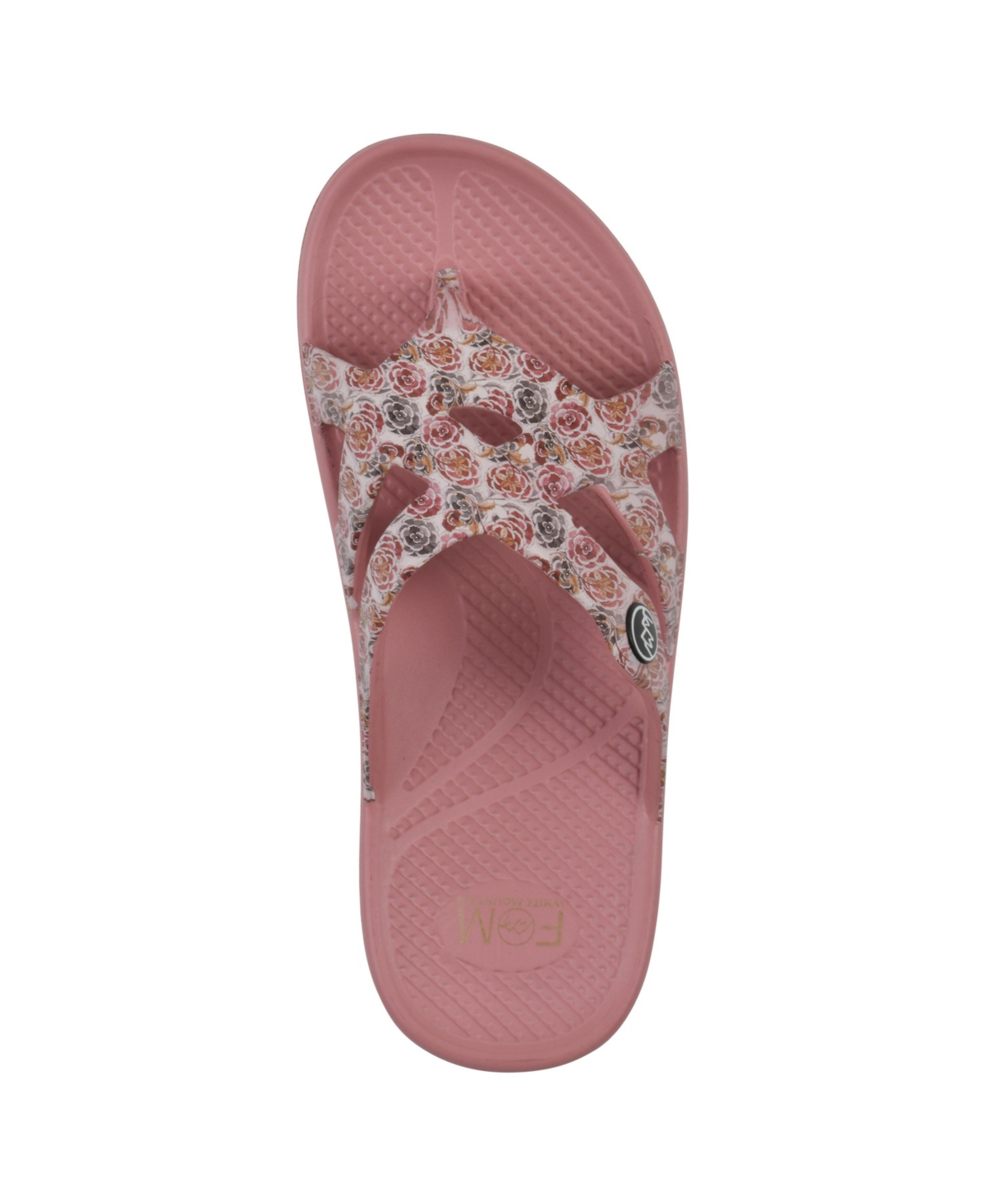 White Mountain Women's Rip Round Toe Flat Sandals In Blush Floral Print