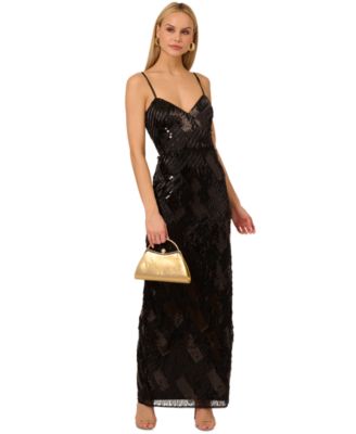 Women's Embellished V-Neck Sleeveless Gown