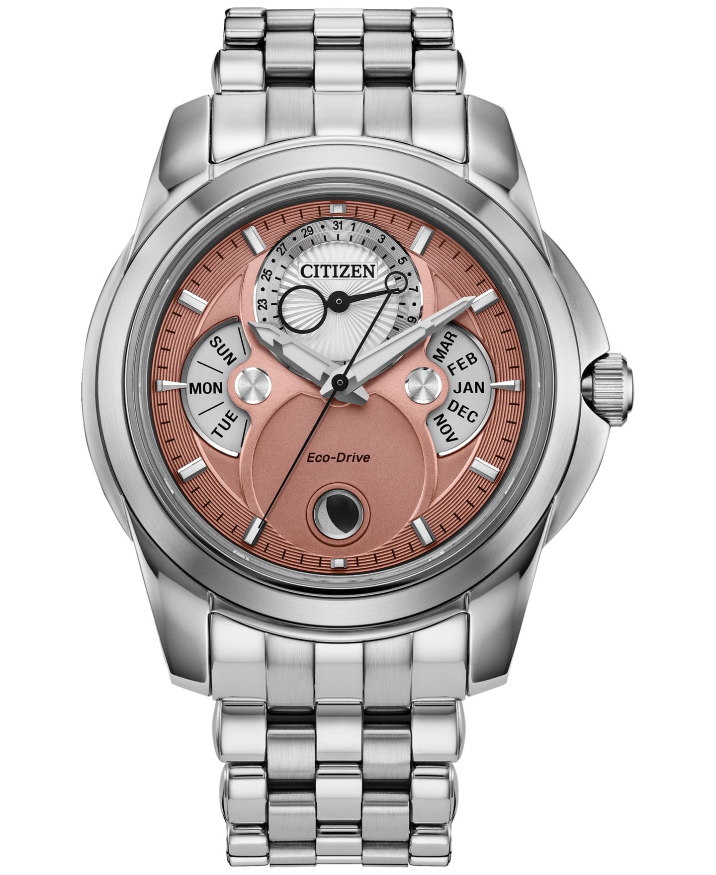 Мужские часы Citizen Classic Calendrier Silver-Tone Stainless Steel Bracelet Watch 41.8mm — фото 1
