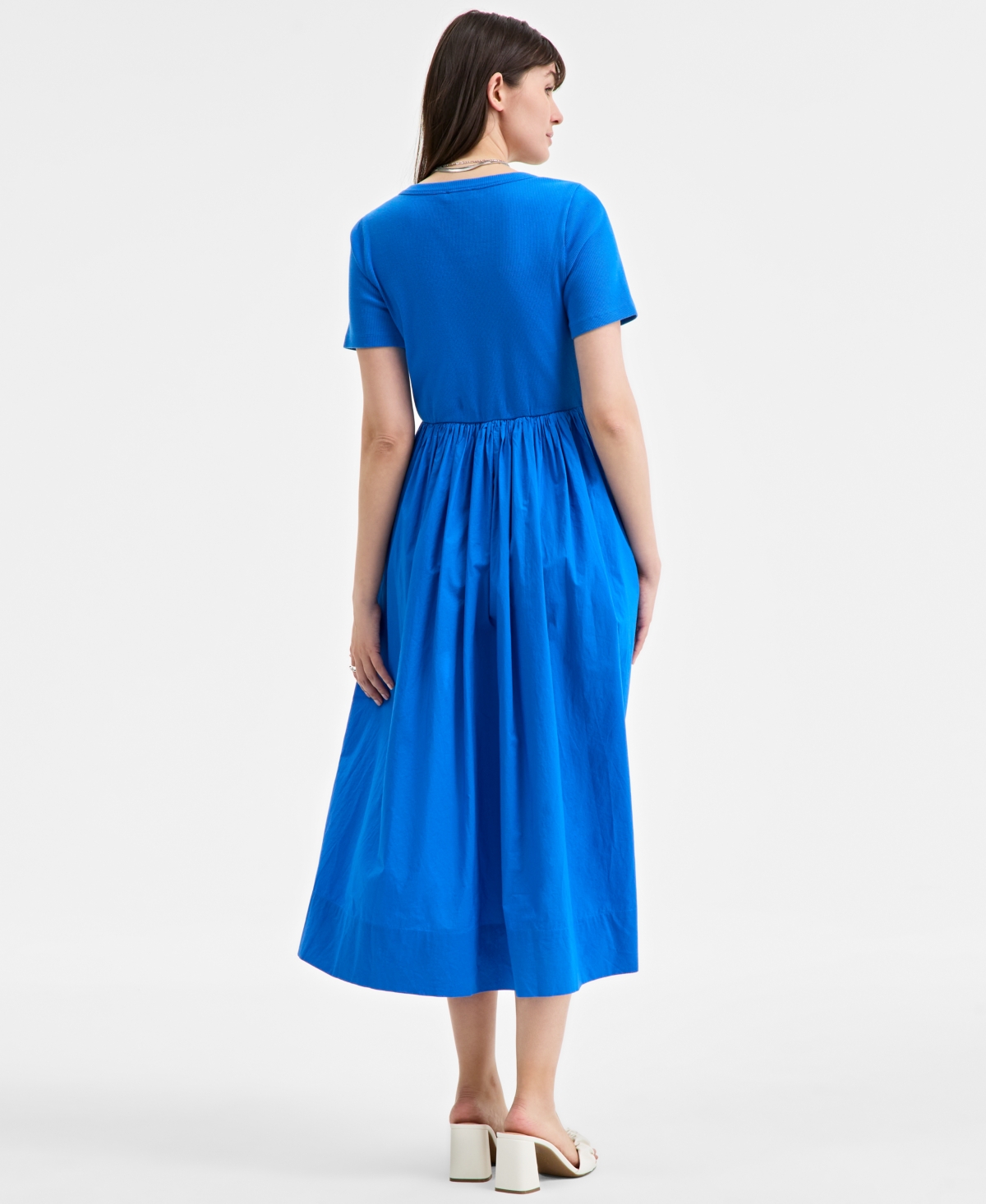 On 34th Trendy Plus Size Scoop-neck Mixed-media Midi Dress, Exclusively At Macy's In Seaport