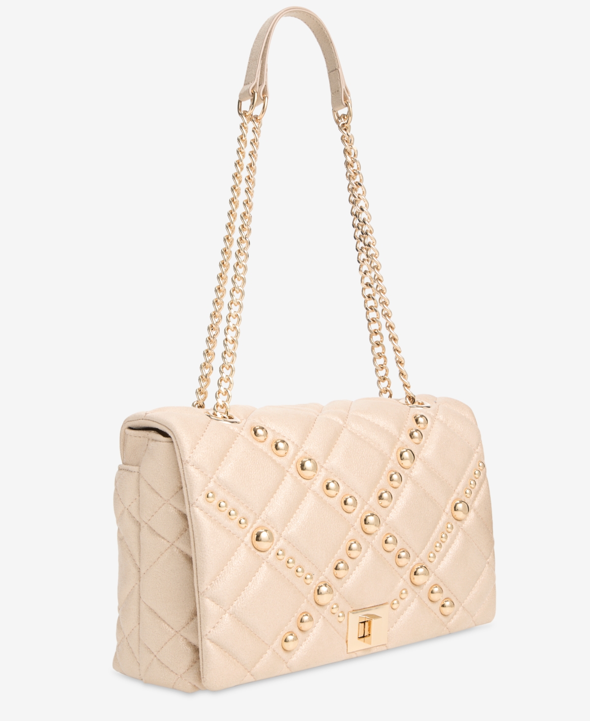 Inc International Concepts Ajae Champagne Pearlized Quilted Shoulder Bag, Exclusively At Macy's In Champagne Pearlized