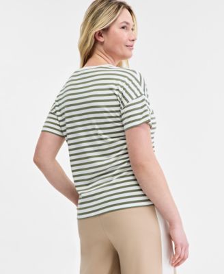 Women's Knit Easy Short-Sleeve Striped T-Shirt, Exclusively at Macy's