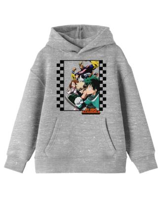 Boys Group Art Checkered Frame Long Sleeve Athletic Heather Youth Hooded Sweatshirt-XL