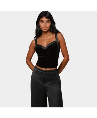 Women's Bebe X Ciara Velour & Satin Detail Corset