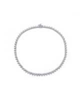 Sterling Silver White Gold Plated with Clear Cubic Zirconia Tennis Necklace - White
