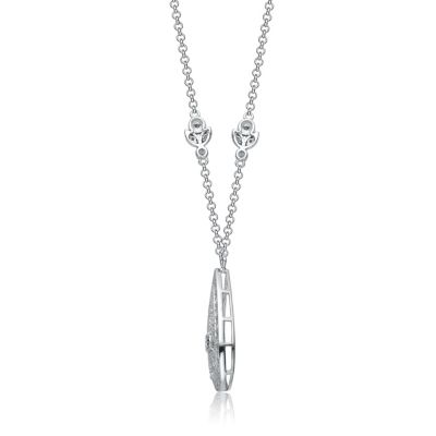 Sterling Silver White Gold Plated with Clear Cubic Zirconia Teardrop Necklace