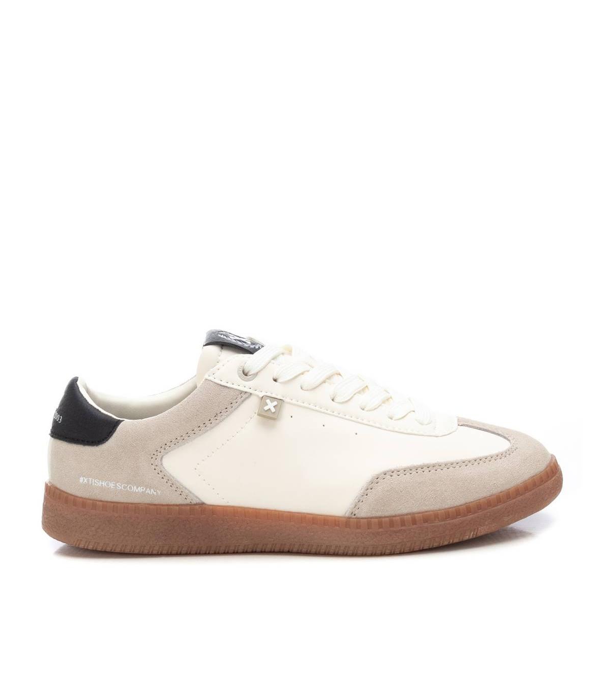 Women's Casual Sneakers By Xti - Beige with gold accent