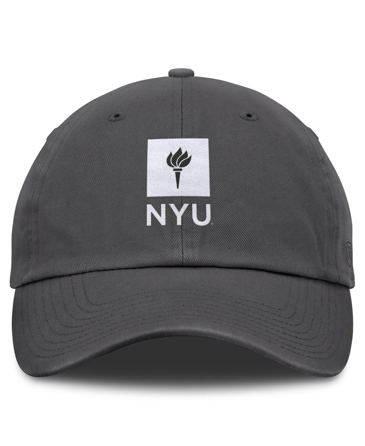 Top Of The World Men's Heather Charcoal Nyu Violets Team Logo Washed Adjustable Hat In Heather Charcoal