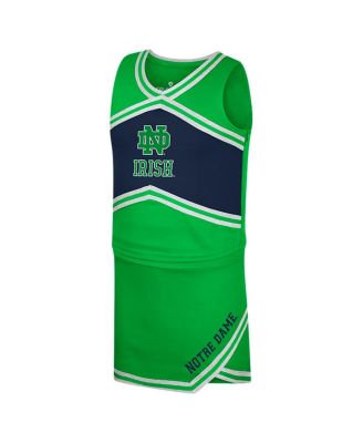 Big Girls Green Notre Dame Fighting Irish Cheerleader Top Skirt Set