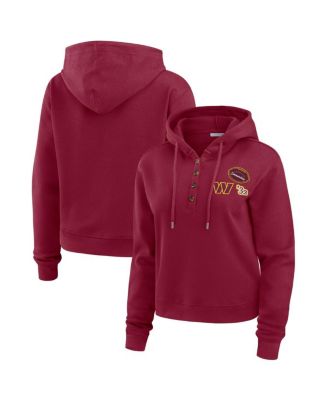 WEAR by Erin Andrews - Women's Burgundy Washington Commanders Waffle Hoodie Pullover Top
