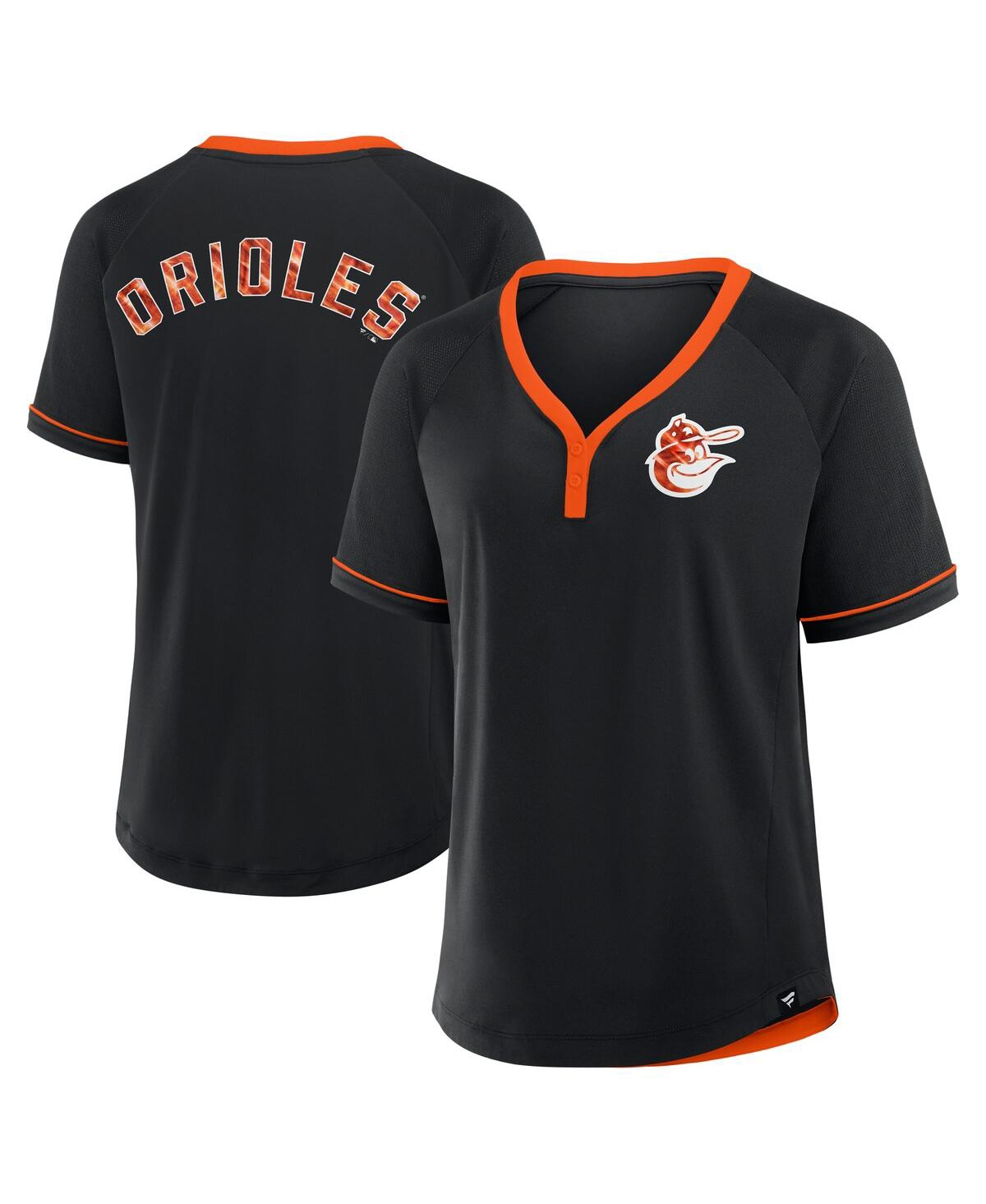 Fanatics Women's Black Baltimore Orioles Cooperstown Collection League Diva Raglan V-neck T-shirt In Black
