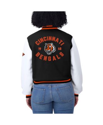 Women's Black/White Cincinnati Bengals Varsity Full-Zip Jacket