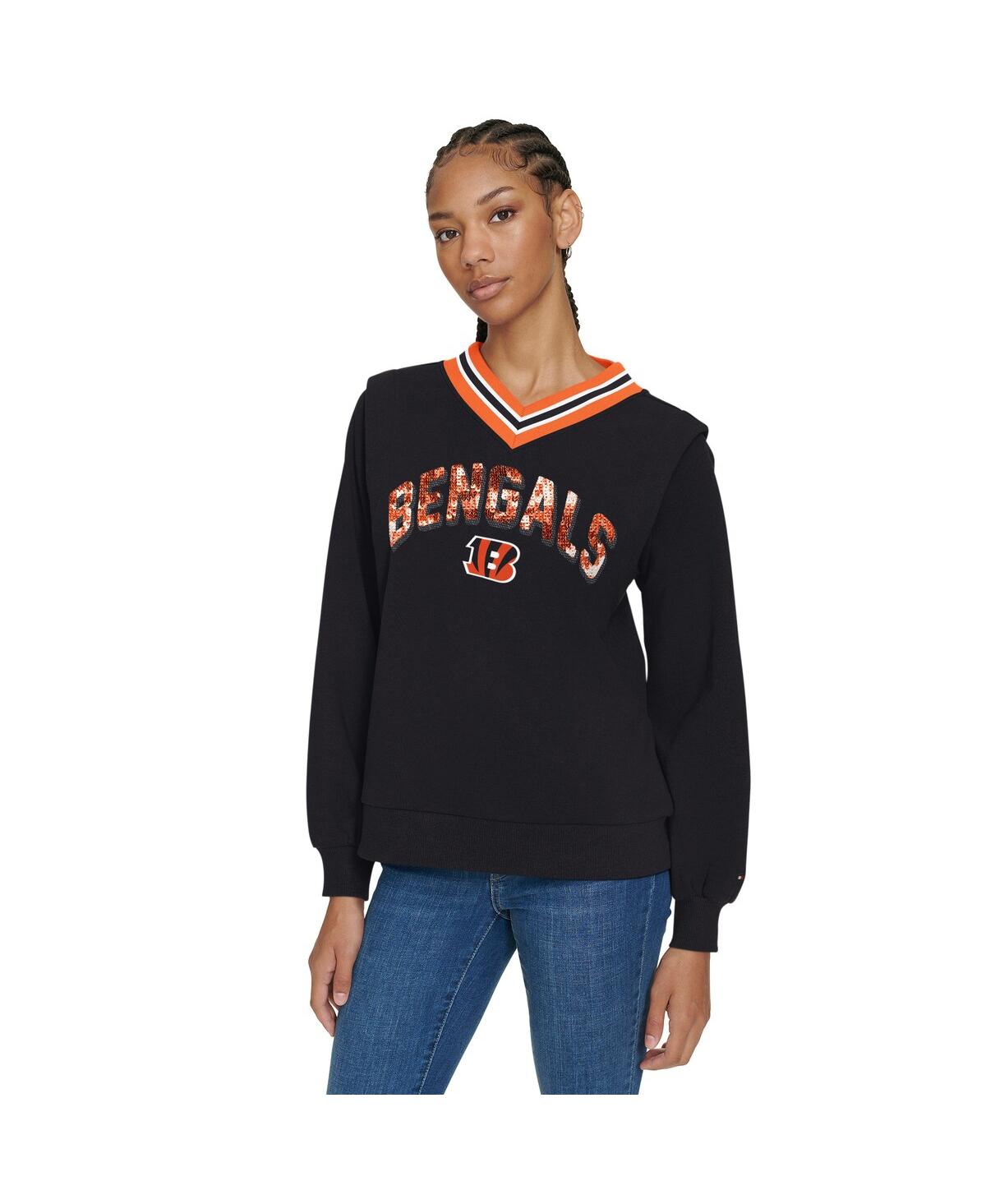 Women's Black Cincinnati Bengals Alice V-Neck Pullover Sweatshirt - Black