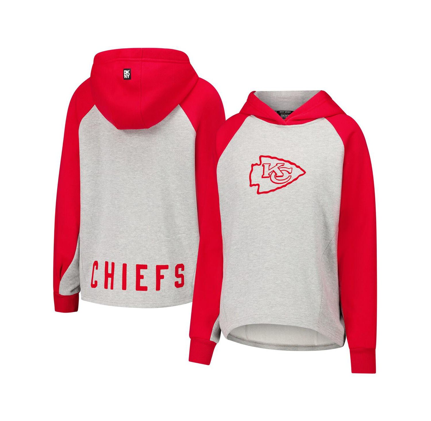 Women's Gray/Red Kansas City Chiefs Joy Cropped Raglan Pullover Hoodie
