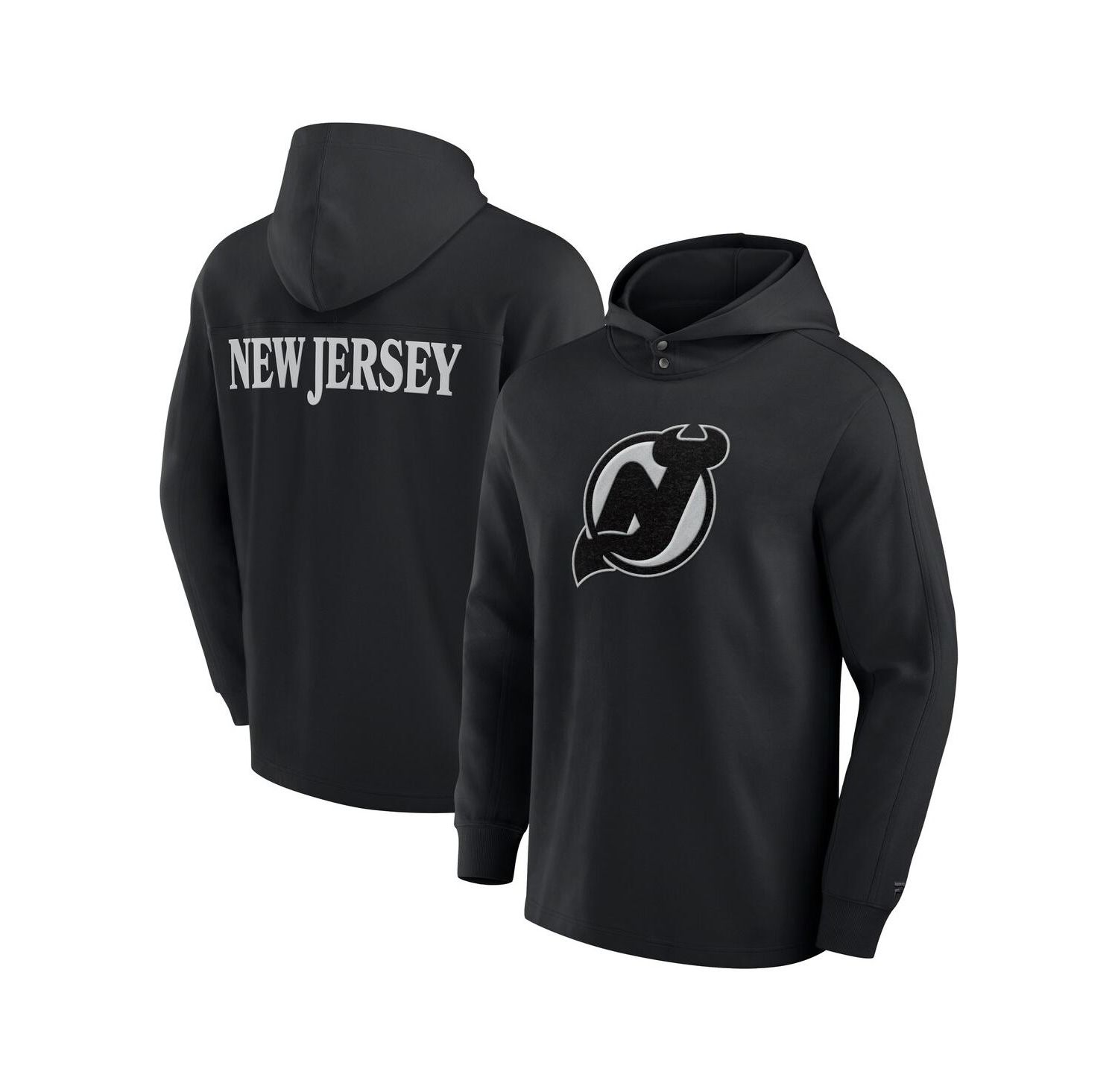 Men's Black New Jersey Devils Elements Blaze Tri-Blend Long Sleeve Hoodie T-Shirt