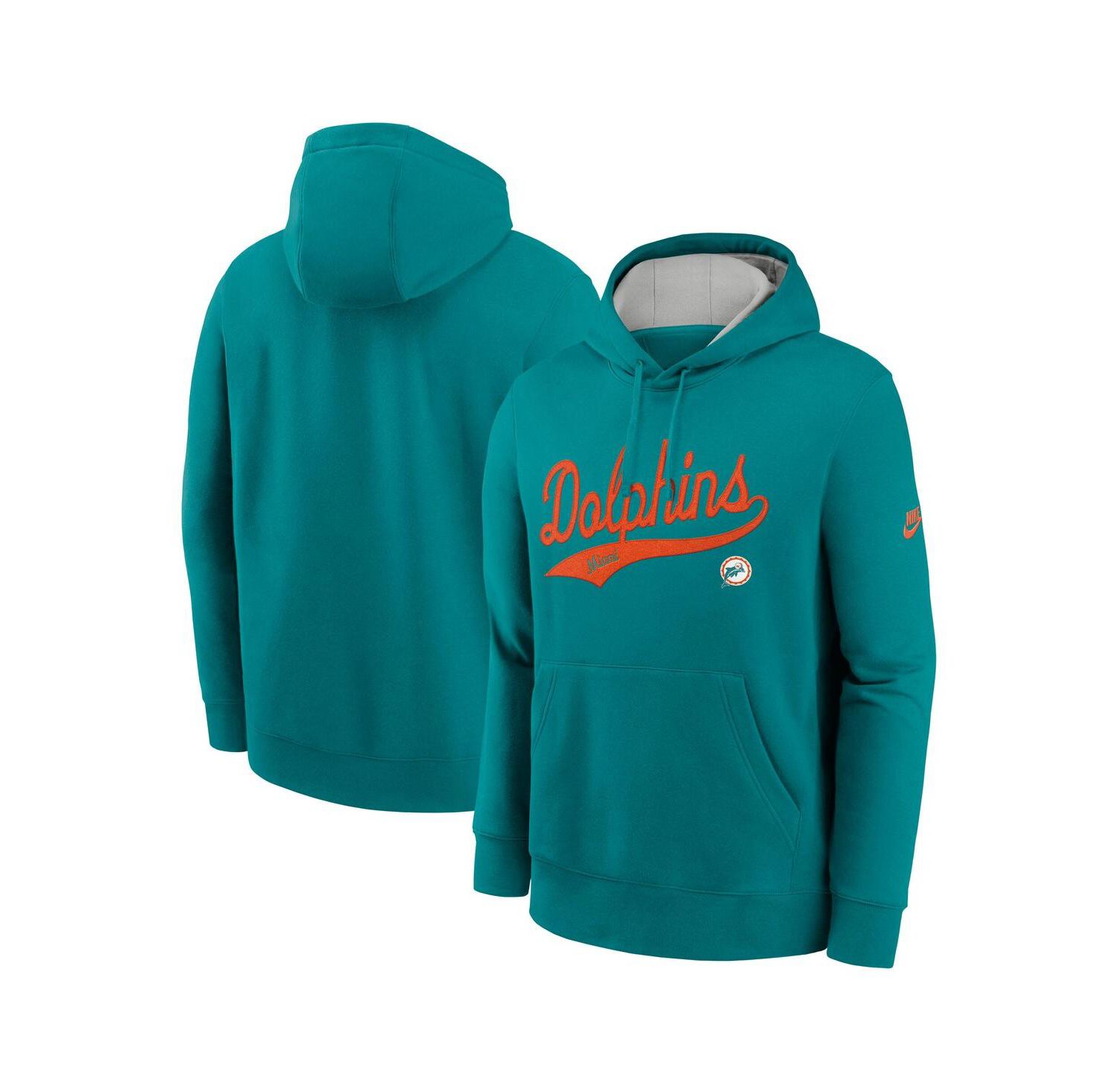 Men's Aqua Miami Dolphins Rewind Club Logo Pullover Hoodie