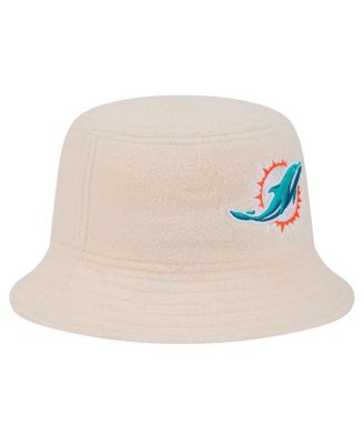 Women's Cream Miami Dolphins Cozy Sherpa Bucket Hat