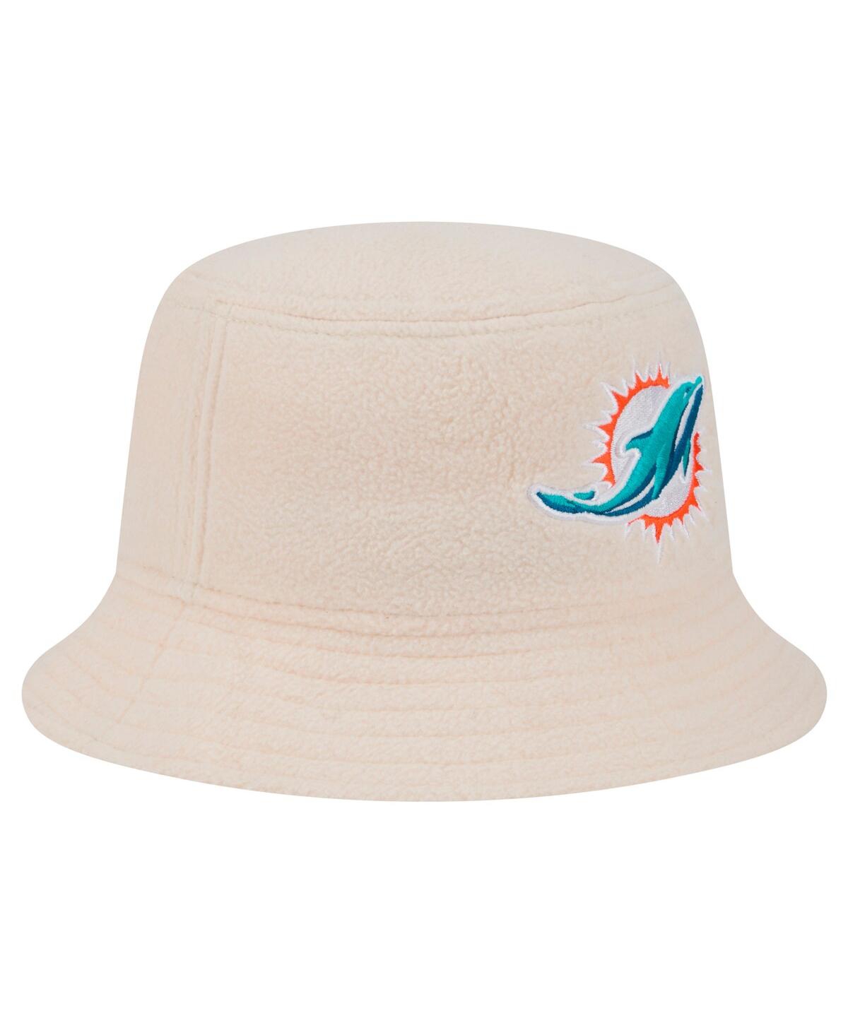 New Era Women's Cream Miami Dolphins Cozy Sherpa Bucket Hat In Cream