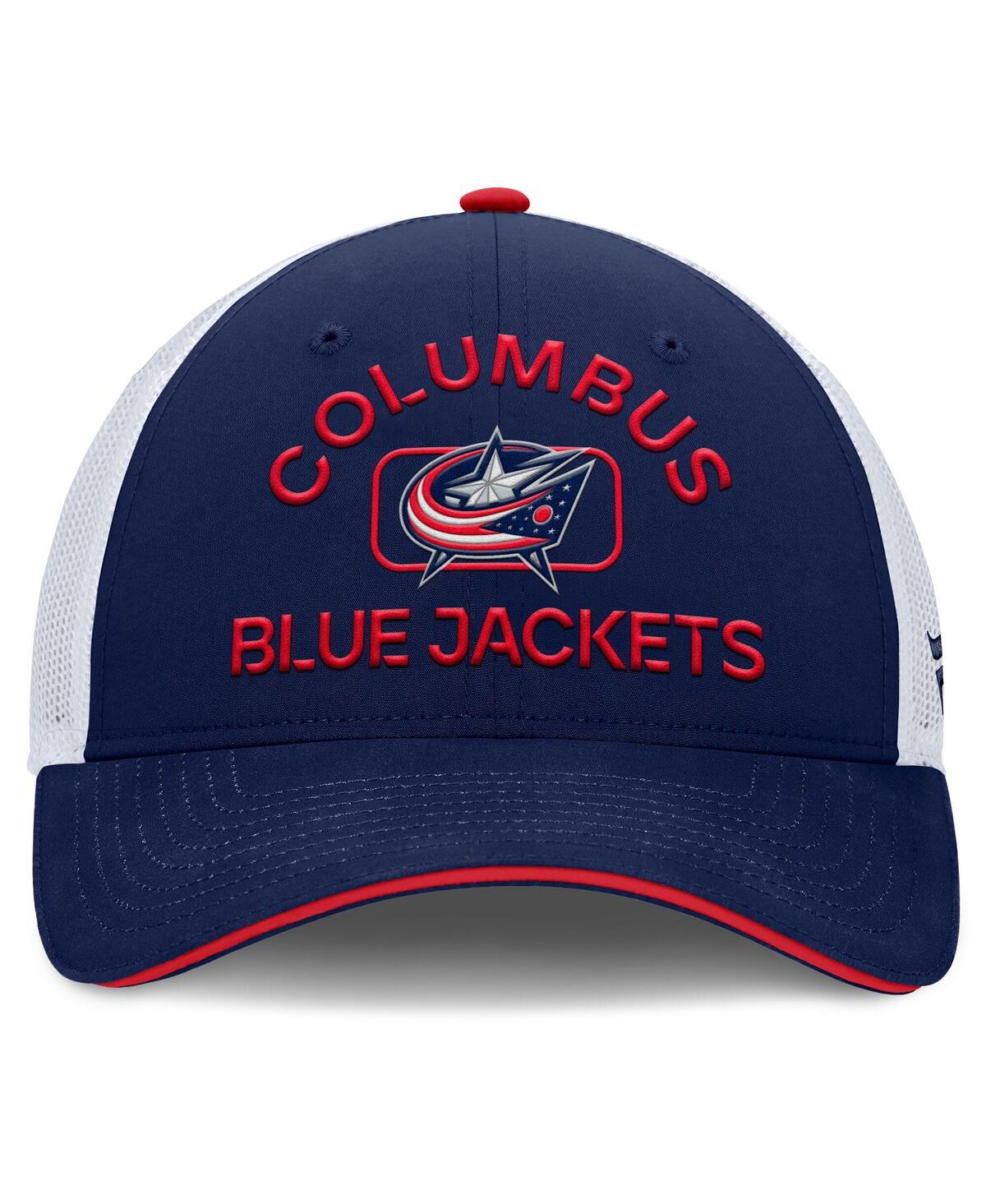 Fanatics Men's Navy/white Columbus Blue Jackets Authentic Pro Rink Trucker Hat In Navy,white