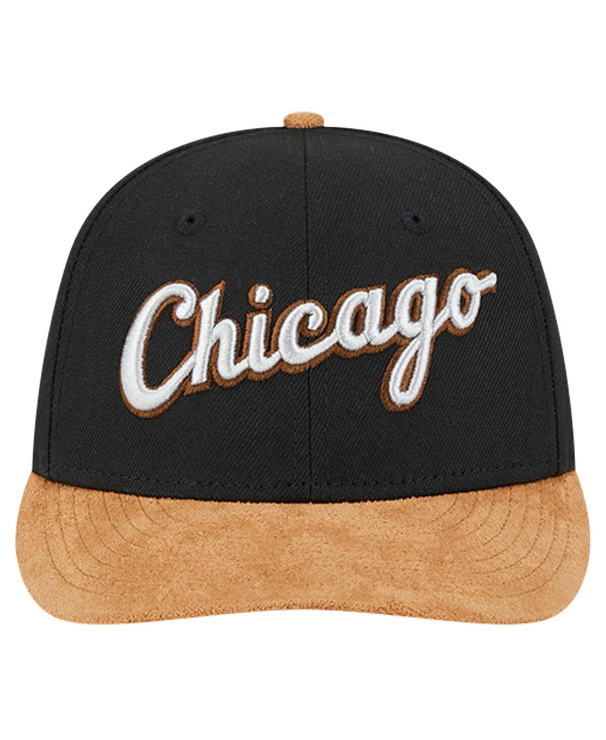 New Era Men's Black Chicago White Sox Team Suede Visor Low Profile 59fifty Fitted Hat In Black