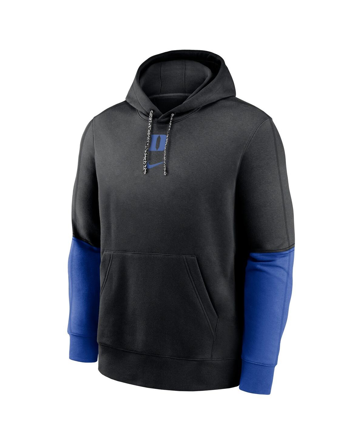 Nike Duke Blue Devils Sideline Team Issue Club  Men's College Pullover Hoodie In Black,royal