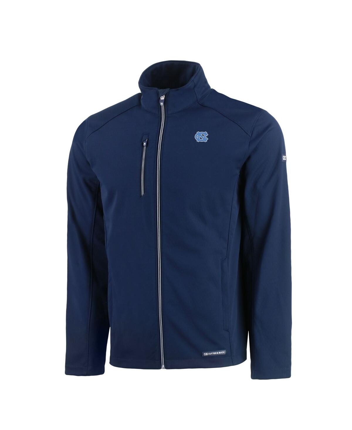 Cutter & Buck Men's Navy North Carolina Tar Heels Evoke Softshell Full-zip Jacket In Navy