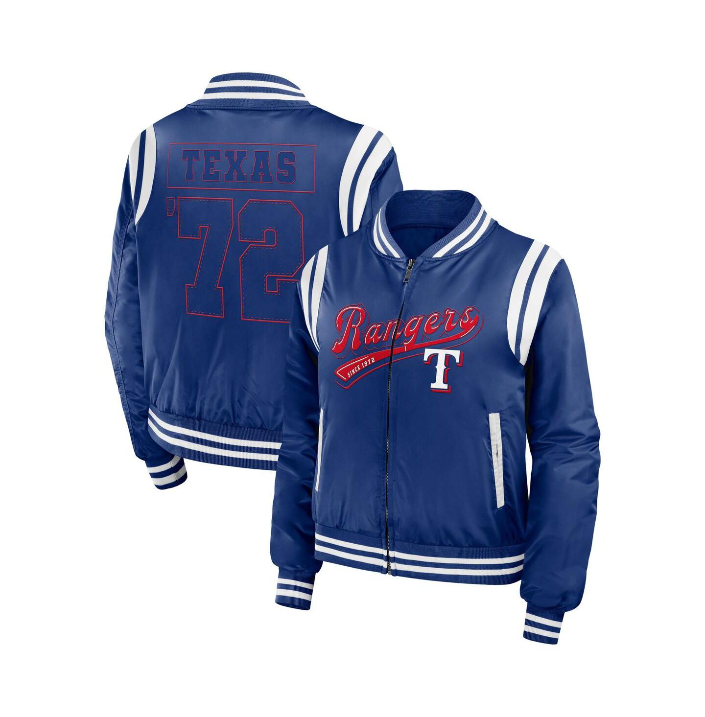Женская куртка WEAR by Erin Andrews Royal Texas Rangers Football Bomber — фото 1