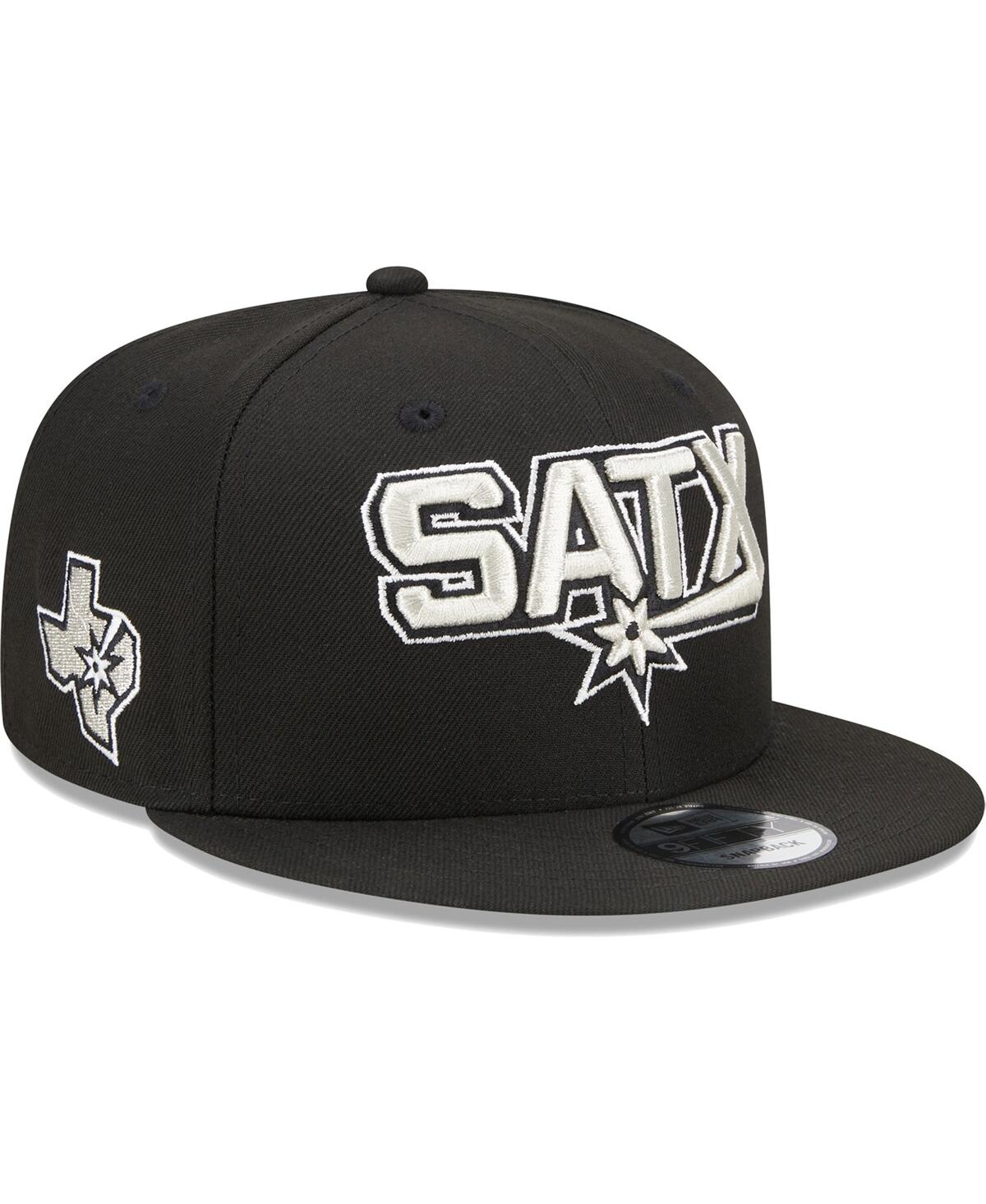 NEW ERA MEN'S BLACK SAN ANTONIO SPURS JERSEY HOOK STATEMENT EDITION 9FIFTY SNAPBACK HAT 