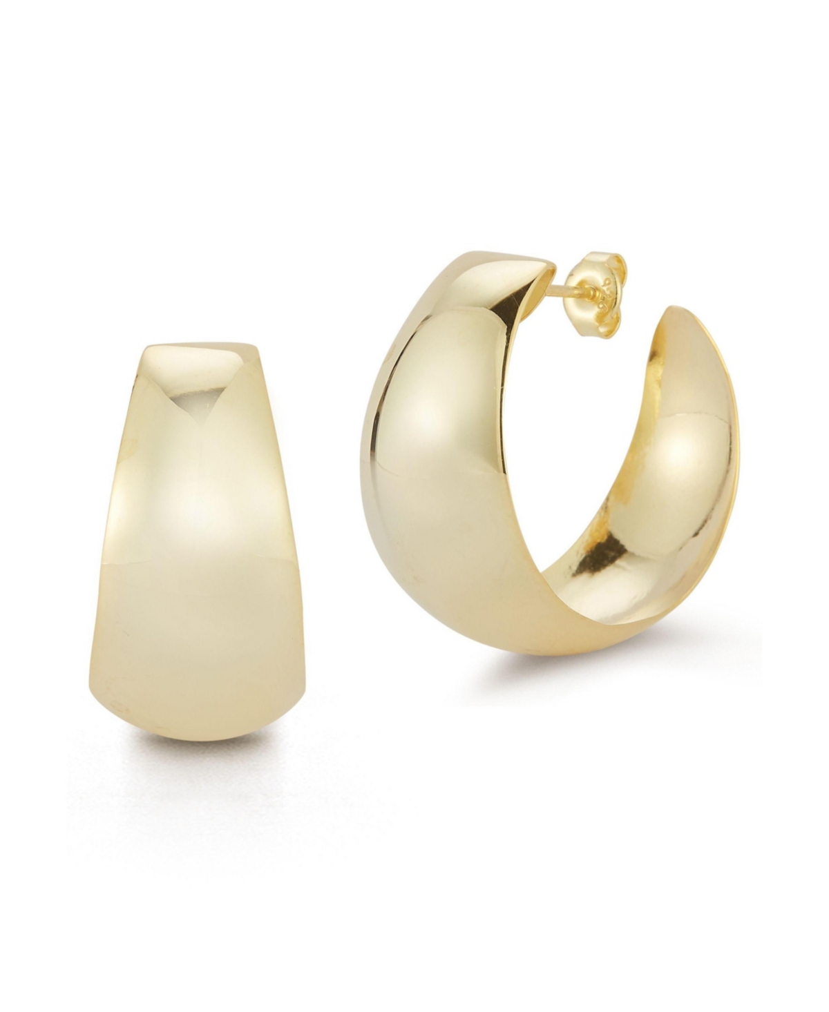 14K Gold Plated Sterling Silver Bold Wide Hoop Earrings - Gold