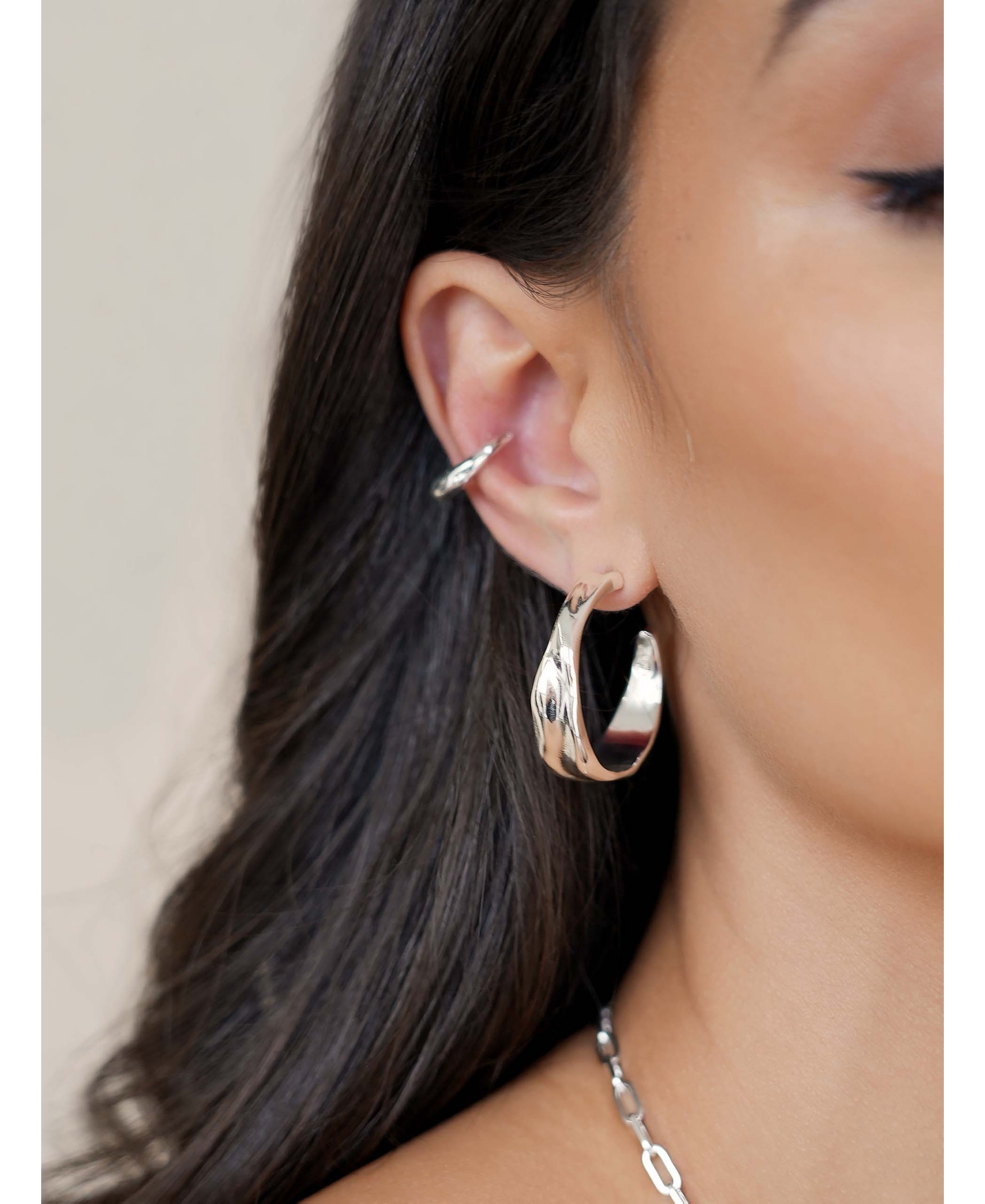 Ettika Liquid Luxe Hoop Earrings In Silver