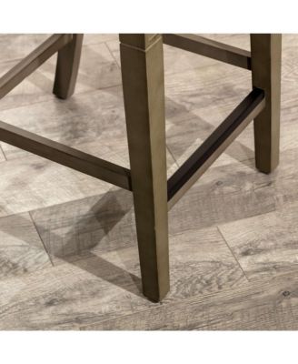 24" Counter Height Farmhouse Stool, Leather Seat, Rustic Upholstered Kitchen Stool (1PK)-The Pop Home