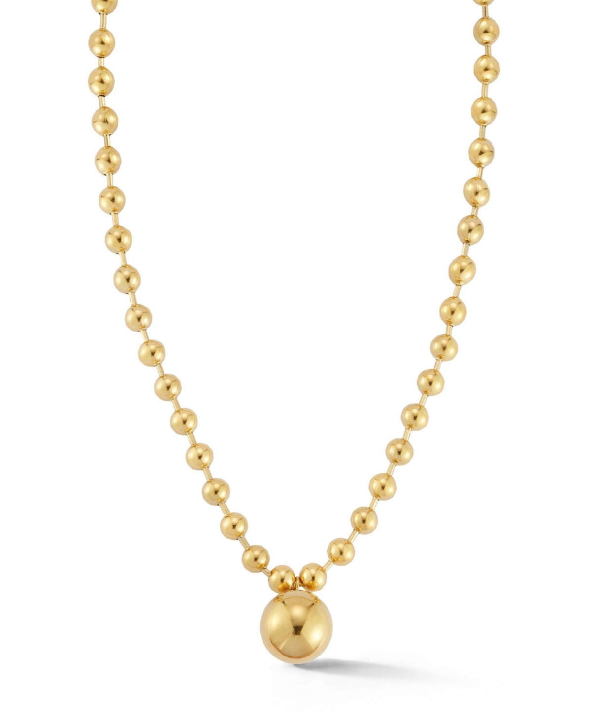 Gold Plated Ball Pendant with Ball Chain Necklace - Silver