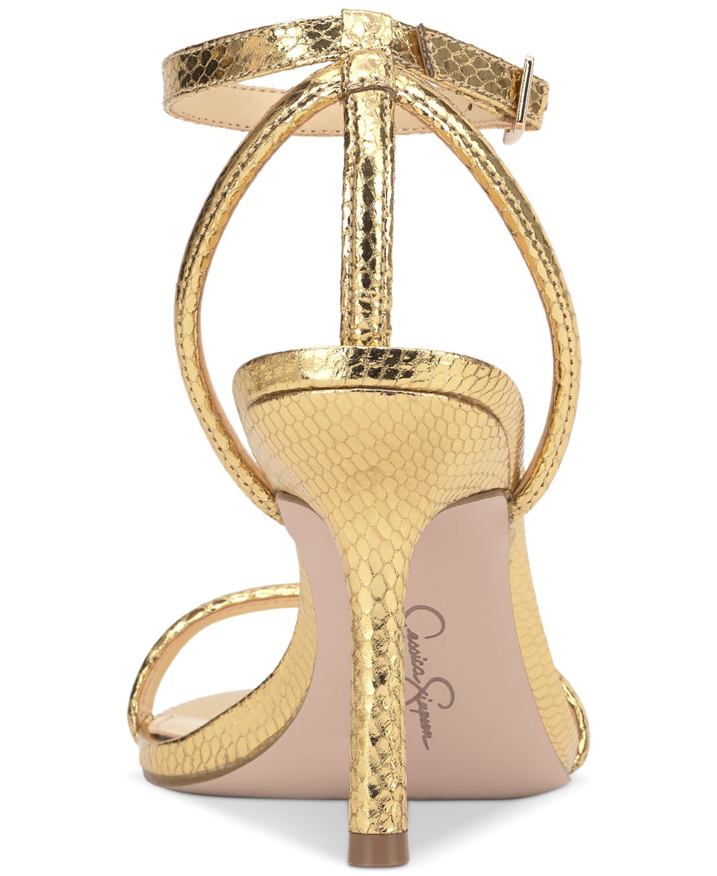 Женские сандалии Jessica Simpson Baharia Ankle-Strap Dress Sandals, цвет: Золотой змеиный — фото 3