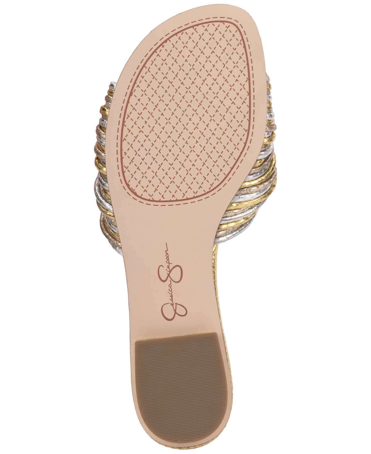 Jessica Simpson Women's Dydra Knotted Strappy Flat Sandals In Silver Combo Snake