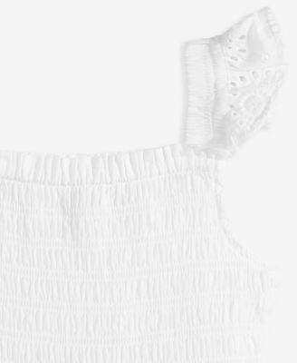 Little Girl's Cotton Eyelet Smocked Mommy & Me Flutter-Sleeve Dress, Exclusively at Macy's