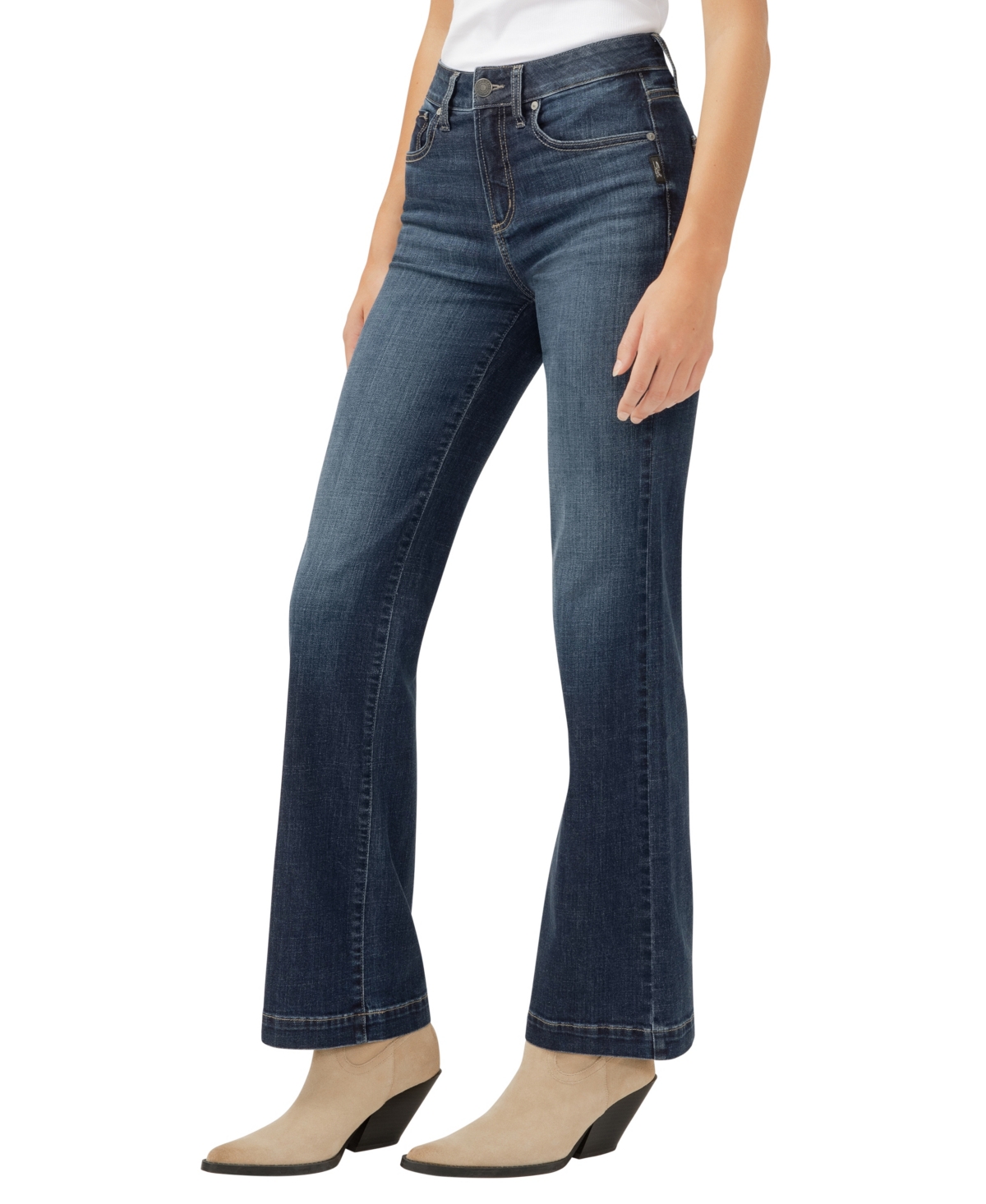 Shop Silver Jeans Co. Women's Avery High Rise Curvy Fit Trouser Jeans In Indigo