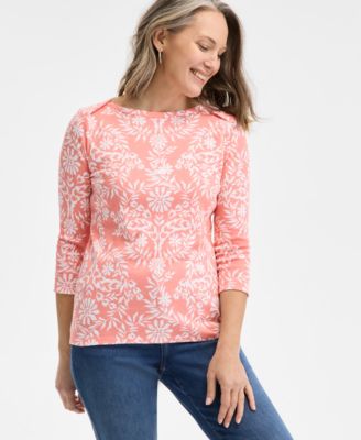 Style & Co - Women's Cotton Floral Medallion 3/4-Sleeve Top
