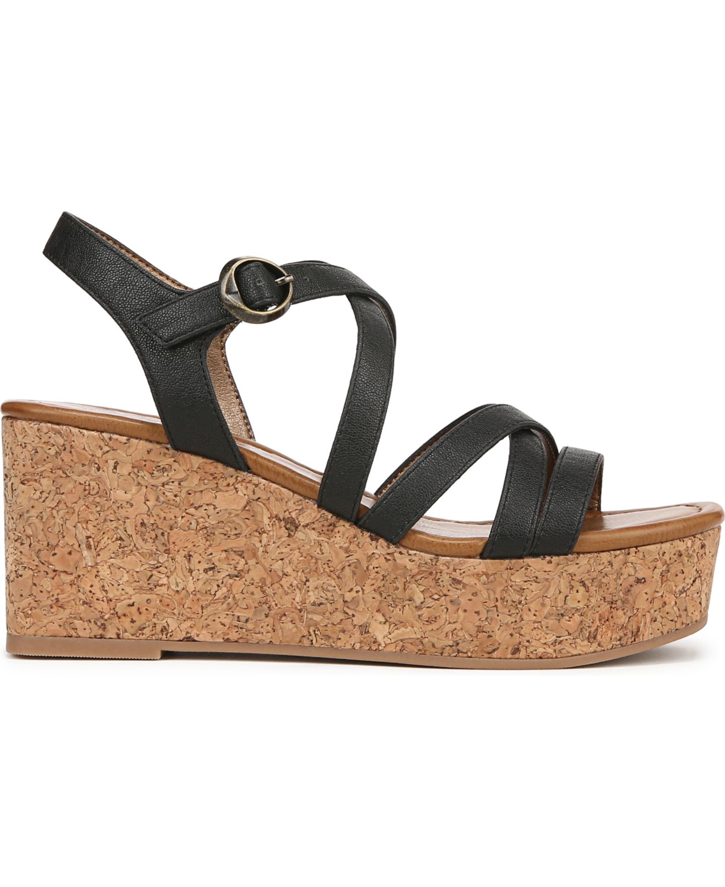 Женские сандалии Blowfish Malibu Aurora Open Square Toe Strappy Wedge, цвет: Чёрная искусственная кожа — фото 2