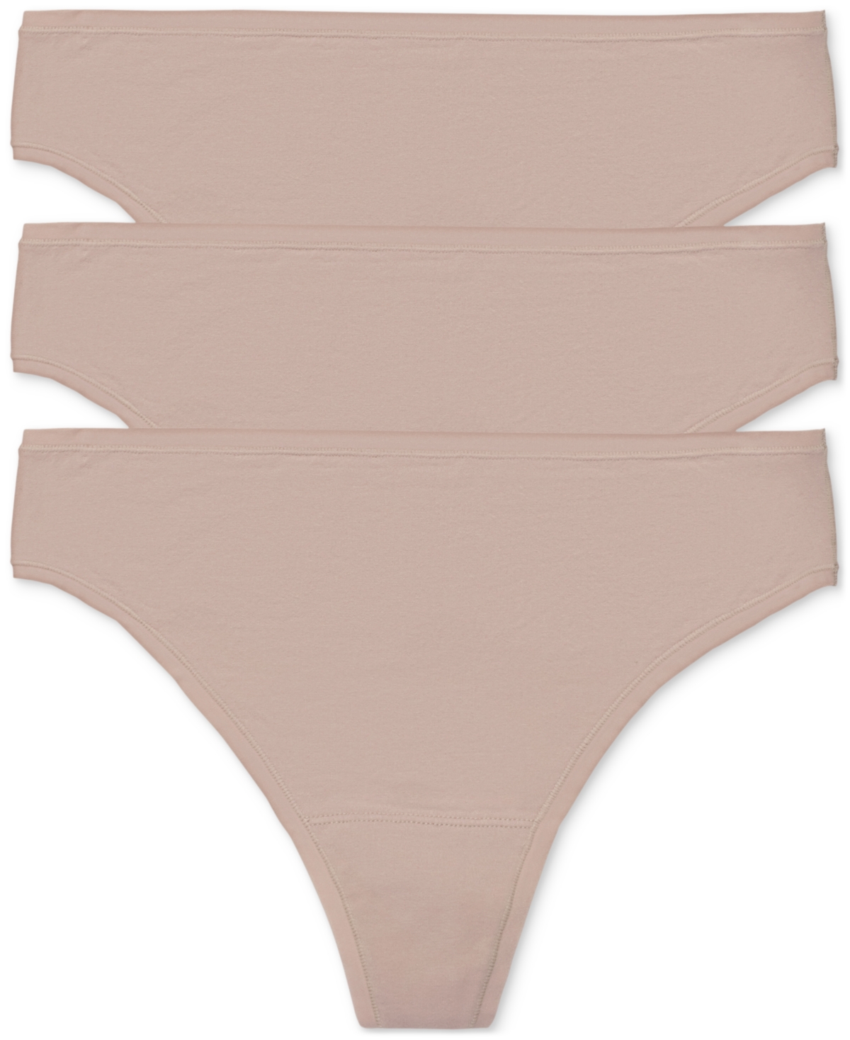 Natori Bliss Bare Cotton Thong 3-pack In Cafe
